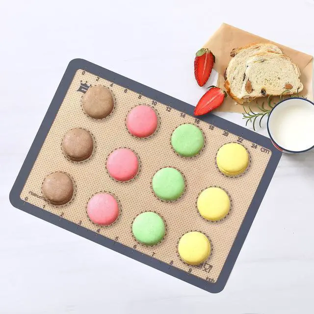 Alt view image 4 of 7 - Silicone Baking Mat Set of 4, 2 Medium 16.5"x11.6", 1 Small 11.8"x8.4", 1 Piece 9" Round, All Mats 0.7mm Thick, Food Grade Non-Stick Reusable Baking Mats for Pizza, Bread, Pastry, Macarons