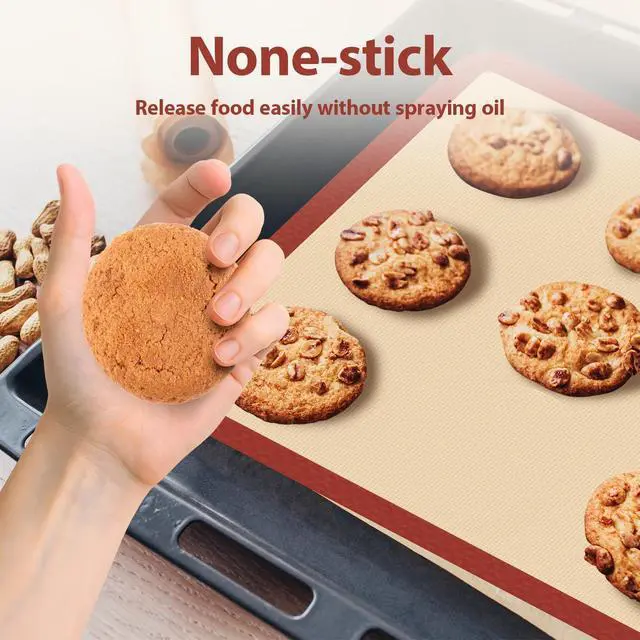 Alt view image 6 of 7 - Silicone Baking Mat Set of 6, Baking Mats Silicone for Baking Sheets, Non-Stick & Reusable Silicone Mats for Baking Pastries, Macarons, Cookies, Pizza