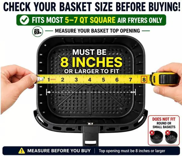 Alt view image 2 of 7 - Reusable Silicone Air Fryer Liners 4 PCS Set | 2-Pack 8-Inch Square Liners with Tongs & Basting Brush | Compatible with Ninja AF141 AF181, COSORI & More | Food-Grade Accessories for 57 QT Baskets