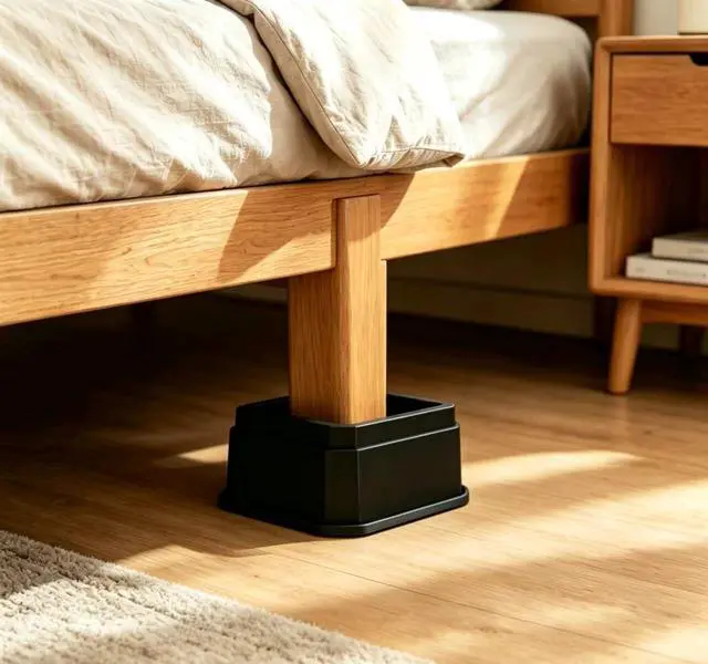 Alt view image 6 of 7 - Bed Risers 2 Inch with Soft Non-Slip Rubber Pads, Heavy Duty Furniture Lifts for Bed Sofa Table, Floor Protector 4 Pack