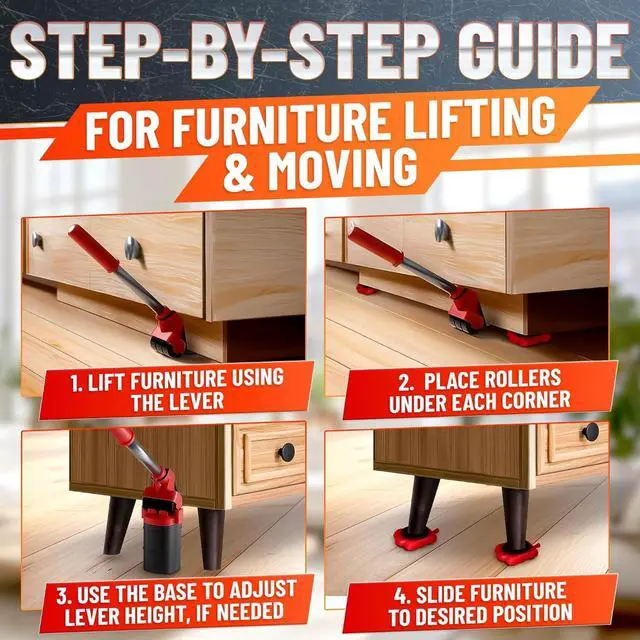 Alt view image 3 of 7 - Heavy Furniture Movers with Wheels Set - Appliance Lifter with Moving Sliders that Lift Up to 660 Lbs - Heavy Duty Furniture Lifter Tool, 4 Pcs Appliance Movers Sliders and Lifting Extender Included