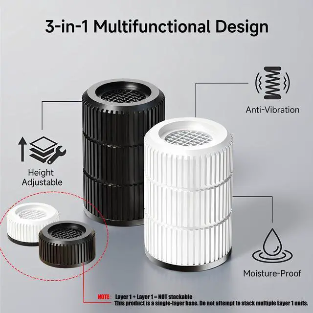Alt view image 2 of 7 - Round Anti Vibration Pads for Washing Machine, Stackable 1.1/2.3/3.5 Inch Heightening Support for Washer Dryer Furniture Legs, Shock Absorbing Noise Reducing Rubber Floor Protectors(Black 4 Pack)