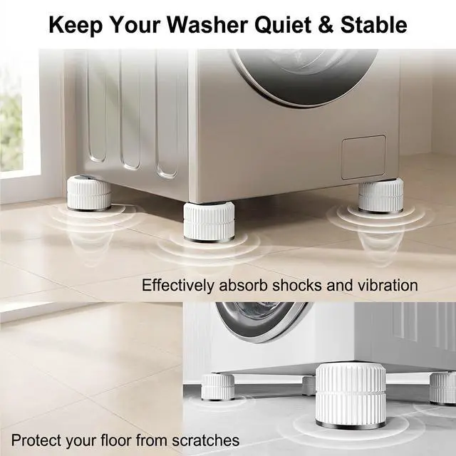 Alt view image 5 of 7 - Round Anti Vibration Pads for Washing Machine, Stackable 1.1/2.3/3.5 Inch Heightening Support for Washer Dryer Furniture Legs, Shock Absorbing Noise Reducing Rubber Floor Protectors(Black 4 Pack)