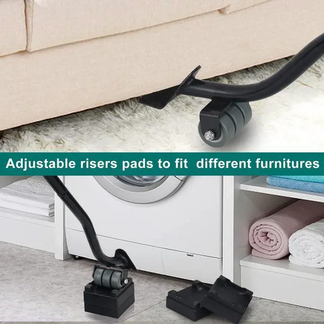 Alt view image 2 of 7 - Furniture Lifter Tool, 21" Appliance Mover Tool Set for Heavy Furniture Protective Pads Sliders Wheels Up to 1000 LB Move Sofa Furniture Easier (1 Lifter Tool+4 Heightening Block+2 Protective Pads)