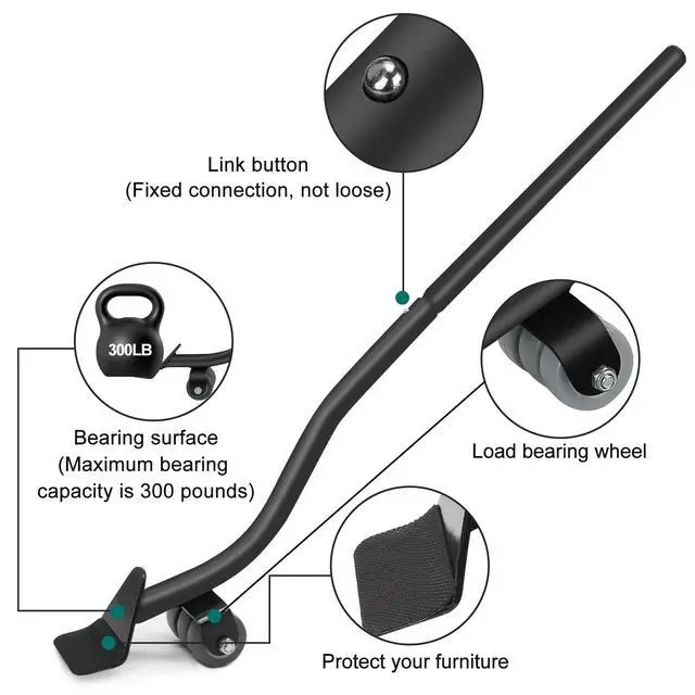 Alt view image 3 of 7 - Furniture Lifter Tool, 21" Appliance Mover Tool Set for Heavy Furniture Protective Pads Sliders Wheels Up to 1000 LB Move Sofa Furniture Easier (1 Lifter Tool+4 Heightening Block+2 Protective Pads)