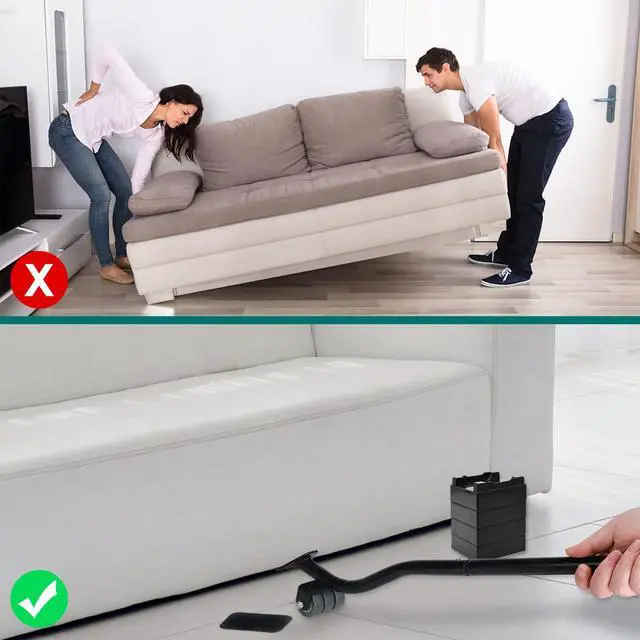 Alt view image 4 of 7 - Furniture Lifter Tool, 21" Appliance Mover Tool Set for Heavy Furniture Protective Pads Sliders Wheels Up to 1000 LB Move Sofa Furniture Easier (1 Lifter Tool+4 Heightening Block+2 Protective Pads)