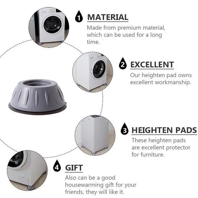Alt view image 7 of 7 - 8 Pcs Anti-Vibration Pad for Washing Machine Refrigerator Foot Pads Non Slip Rubber Pads Shock Absorber Feet 3.07 X 3.07 X 1.57 in Heightening for Floor Protection