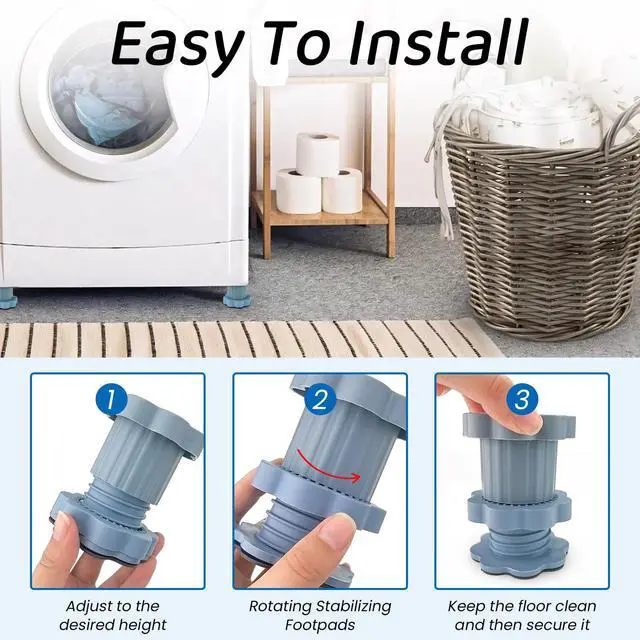 Alt view image 4 of 7 - 8 Packs Adjustable Washing Machine Anti Vibration Pads Risers, Washing Machine Leveling Feet Heightening Stabilizer Base Pedestal Stand for Shock Noise Washer Dryer Furniture Laundry