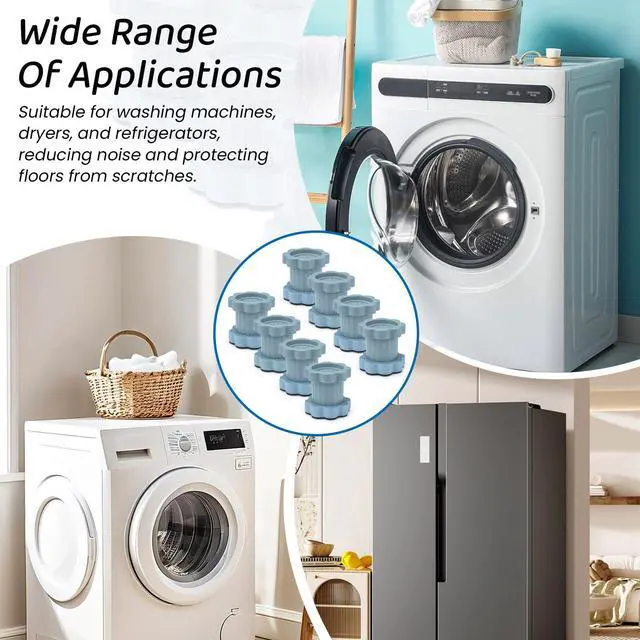 Alt view image 7 of 7 - 8 Packs Adjustable Washing Machine Anti Vibration Pads Risers, Washing Machine Leveling Feet Heightening Stabilizer Base Pedestal Stand for Shock Noise Washer Dryer Furniture Laundry