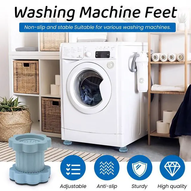 Alt view image 6 of 7 - 8 Packs Adjustable Washing Machine Anti Vibration Pads Risers, Washing Machine Leveling Feet Heightening Stabilizer Base Pedestal Stand for Shock Noise Washer Dryer Furniture Laundry