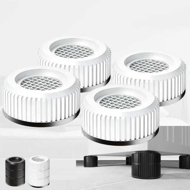 Main image of Round Anti Vibration Pads for Washing Machine, Stackable 1.1/2.3/3.5 Inch Heightening Support for Washer Dryer Furniture Legs, Shock Absorbing Noise Reducing Rubber Floor Protectors(White 4 Pack)