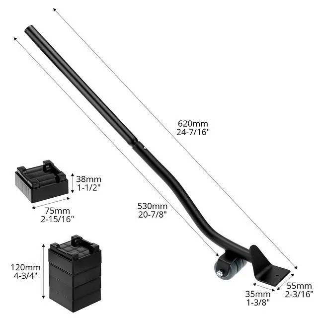 Alt view image 6 of 7 - Furniture Lifter Tool, Appliance Furniture Metal Lifters for Heavy Furniture Movers Sliders Easily (1 Lifter & 4 Heightening Block)