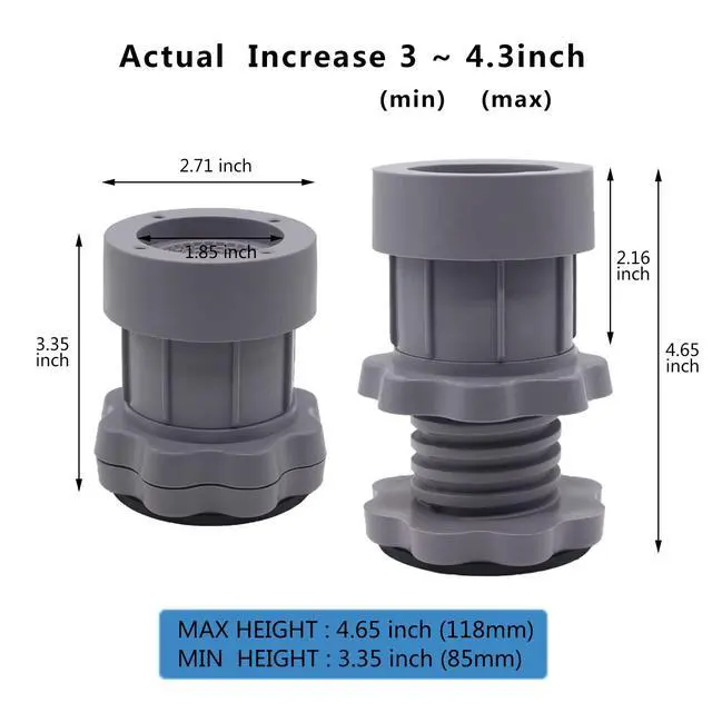 Alt view image 2 of 7 - 4 Pack Round Bed Furniture Risers 3 inch Adjustable Bed Lifts Riser
