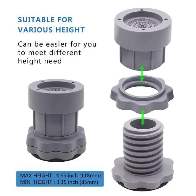 Alt view image 6 of 7 - 4 Pack Round Bed Furniture Risers 3 inch Adjustable Bed Lifts Riser