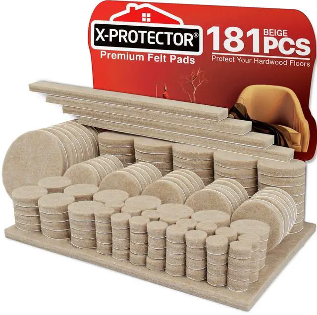 Main image of Felt Furniture Pads X-PROTECTOR 181 PCS Premium Furniture Pads - Felt Pads Furniture Feet Best Wood Floor Protectors - Protect Your Hardwood & Laminate Flooring!