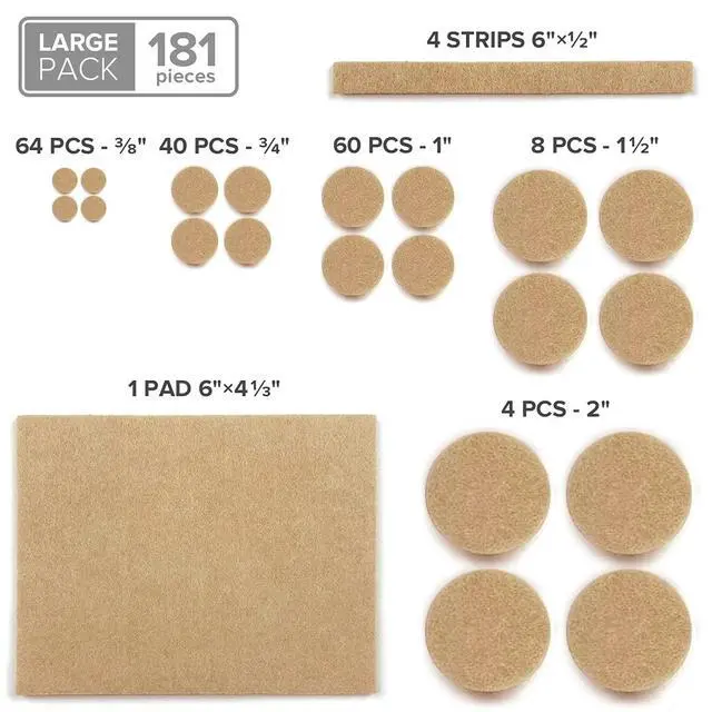 Alt view image 5 of 6 - Felt Furniture Pads X-PROTECTOR 181 PCS Premium Furniture Pads - Felt Pads Furniture Feet Best Wood Floor Protectors - Protect Your Hardwood & Laminate Flooring!