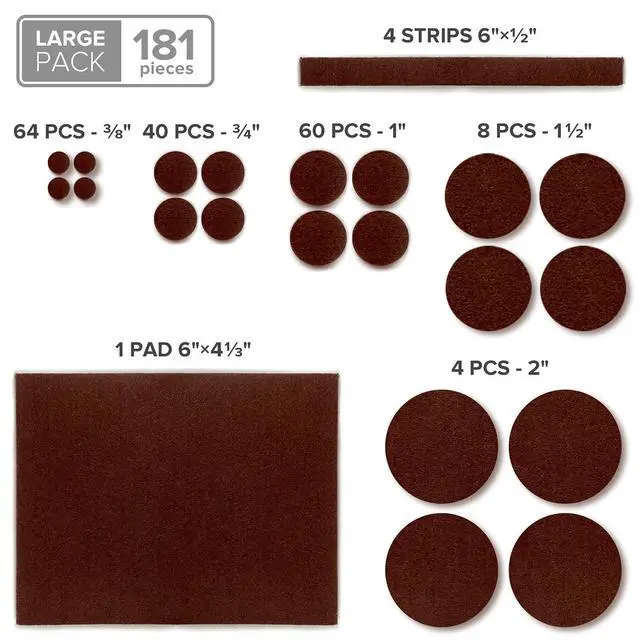 Alt view image 5 of 6 - Felt Furniture Pads X-PROTECTOR 181 PCS Premium Furniture Pads - Felt Pads Furniture Feet Best Wood Floor Protectors - Protect Your Hardwood & Laminate Flooring!