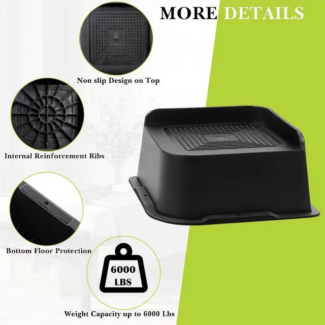 Alt view image 5 of 6 - Bed Risers 2 inch, 3 inch, 4 inch, 6 inch, 8 inch Heavy Duty, Oversized Furniture Riser for Couch Sofa Table Chair Leg Frame Dorm, Support up to 6000 Lbs (Black 4 Pack, 2 inch)