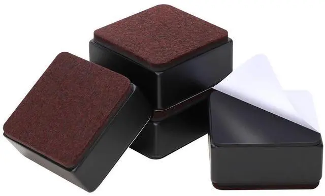 Main image of 1.2 Inch Bed and Furniture Risers, Heavy Duty Square Sofa Tables Couch Chair Risers, Width 2.4"-Adds 1.2" Height, Supports 20,000 lbs, Protect Carpet & Floors from Scratches (4 Pack, Black)