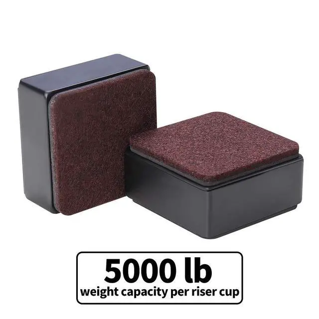 Alt view image 4 of 7 - 1.2 Inch Bed and Furniture Risers, Heavy Duty Square Sofa Tables Couch Chair Risers, Width 2.4"-Adds 1.2" Height, Supports 20,000 lbs, Protect Carpet & Floors from Scratches (4 Pack, Black)
