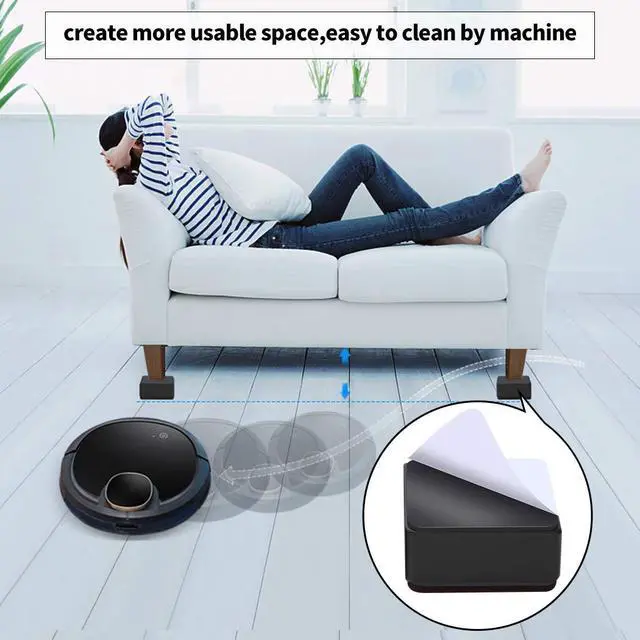Alt view image 5 of 7 - 1.2 Inch Bed and Furniture Risers, Heavy Duty Square Sofa Tables Couch Chair Risers, Width 2.4"-Adds 1.2" Height, Supports 20,000 lbs, Protect Carpet & Floors from Scratches (4 Pack, Black)