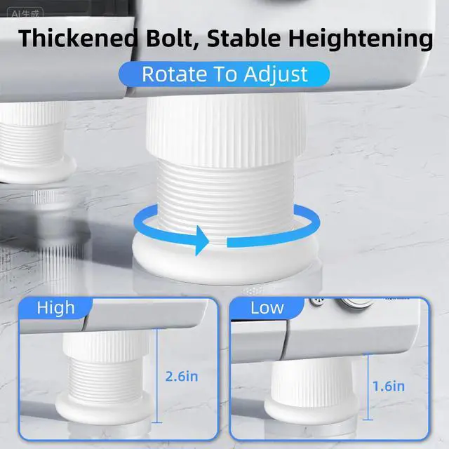 Alt view image 5 of 7 - Adjustable Bed Risers Heavy Duty 1.6-2.6 Inch Furniture Riser 4 Pack White