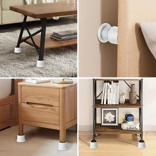 Alt view image 6 of 7 - Adjustable Bed Risers Heavy Duty 1.6-2.6 Inch Furniture Riser 4 Pack White