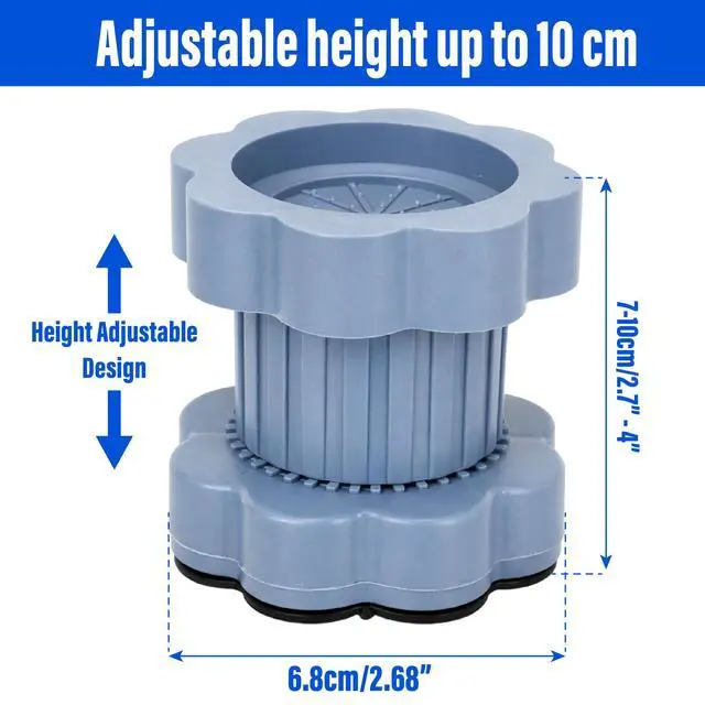 Alt view image 2 of 7 - 4 Pack Anti Vibration Pads for Washers - Universal Heightening Riser Pad for Washing Machine Anti Slip Base, Adjustable Dryer Leveling Feet Stand Pedestals Protection for Refrigerator Shock-Absorbing