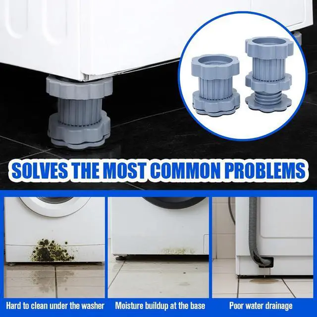 Alt view image 6 of 7 - 4 Pack Anti Vibration Pads for Washers - Universal Heightening Riser Pad for Washing Machine Anti Slip Base, Adjustable Dryer Leveling Feet Stand Pedestals Protection for Refrigerator Shock-Absorbing