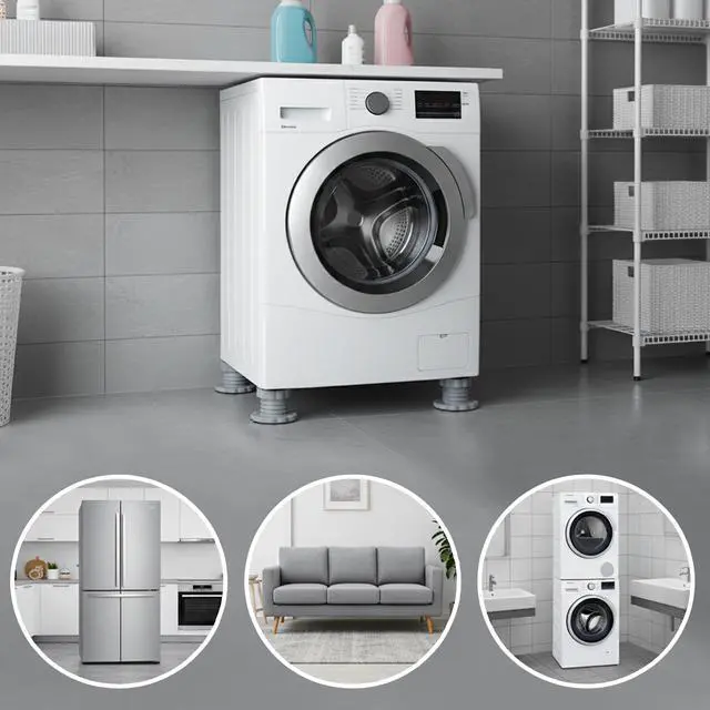 Alt view image 7 of 7 - 4 Pack Anti Vibration Pads for Washers - Universal Heightening Riser Pad for Washing Machine Anti Slip Base, Adjustable Dryer Leveling Feet Stand Pedestals Protection for Refrigerator Shock-Absorbing