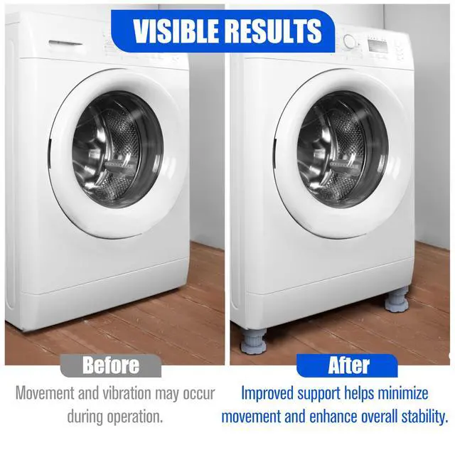 Alt view image 5 of 7 - 4 Pack Anti Vibration Pads for Washers - Universal Heightening Riser Pad for Washing Machine Anti Slip Base, Adjustable Dryer Leveling Feet Stand Pedestals Protection for Refrigerator Shock-Absorbing