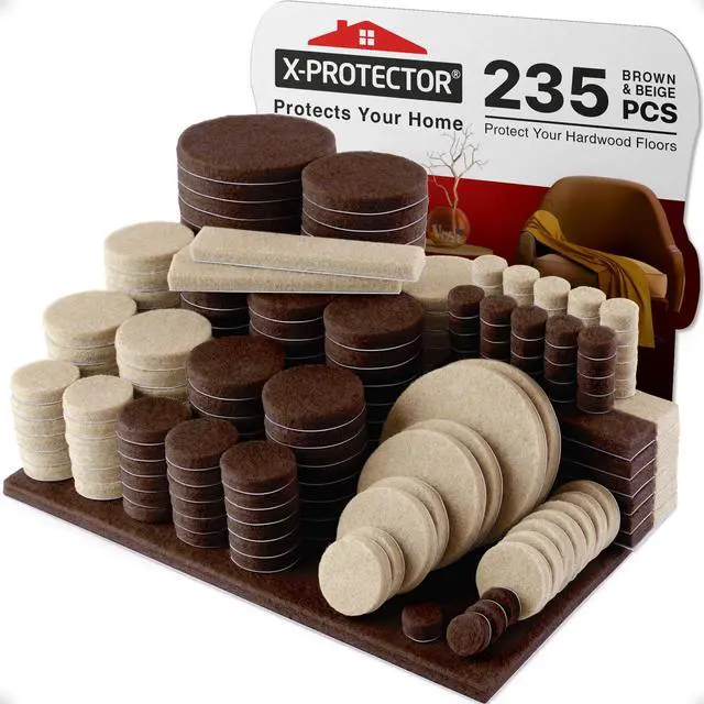 Main image of 235 pcs Felt Furniture Pads Brown & Beige X-Protector! Huge Quantity of Furniture Pads for Hardwood Floors Your Ideal Wood Floor Protectors for Furniture. Protect Any Type of Hard Floor!