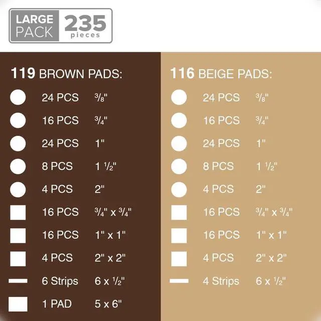 Alt view image 5 of 6 - 235 pcs Felt Furniture Pads Brown & Beige X-Protector! Huge Quantity of Furniture Pads for Hardwood Floors Your Ideal Wood Floor Protectors for Furniture. Protect Any Type of Hard Floor!