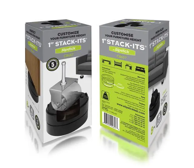 Alt view image 6 of 6 - Stack-Its 1 Inch Adjustable Bed Risers/Furniture Risers (Set of 8) Lifts Height 1", 2" or 3" Black Heavy Duty Risers for Desks, Couches, Sofas, Beds, Tables, Dressers, and More