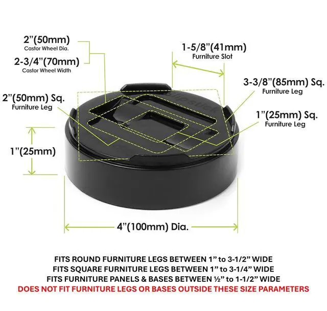 Alt view image 4 of 6 - Stack-Its 1 Inch Adjustable Bed Risers/Furniture Risers (Set of 8) Lifts Height 1", 2" or 3" Black Heavy Duty Risers for Desks, Couches, Sofas, Beds, Tables, Dressers, and More