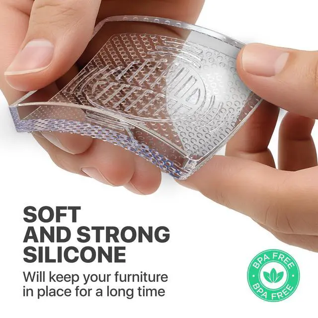 Alt view image 5 of 7 - Furniture Cups - 8 PCS 2.2" - Non Slip Furniture Pads for Hardwood Floors - Transparent Floor Protectors - Bed Stoppers to Prevent Sliding - Keep Furniture from Sliding on Floor! (Square)