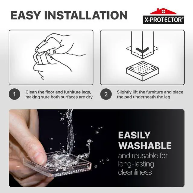 Alt view image 7 of 7 - Furniture Cups - 8 PCS 2.2" - Non Slip Furniture Pads for Hardwood Floors - Transparent Floor Protectors - Bed Stoppers to Prevent Sliding - Keep Furniture from Sliding on Floor! (Square)