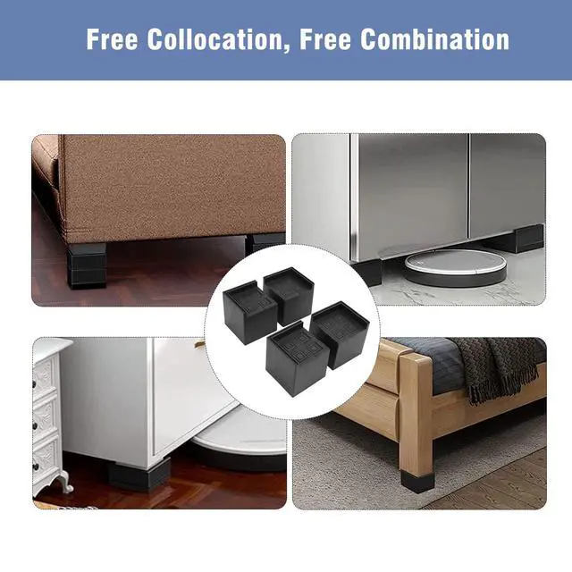 Alt view image 2 of 7 - 4Pcs Furniture Risers Bed Leg Extenders Sofa Chair Lift Supports Made of Premium Plastic with Non Slip EVA Pad Hold up to 2200LBS for Washing Machine Table Couch Cabinet