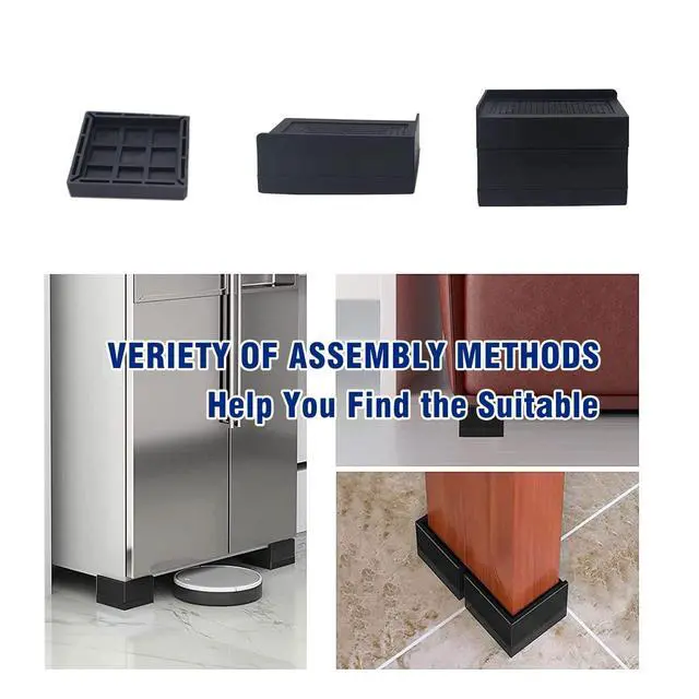 Alt view image 4 of 7 - 4Pcs Furniture Risers Bed Leg Extenders Sofa Chair Lift Supports Made of Premium Plastic with Non Slip EVA Pad Hold up to 2200LBS for Washing Machine Table Couch Cabinet