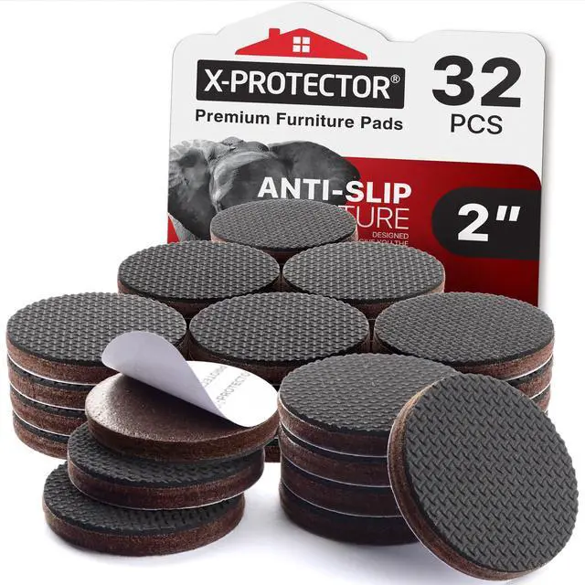 Main image of Non Slip Furniture Pads for Hardwood Floors 32 PCS 2 - Round Anti Slip Furniture Pads - Self-Adhesive Rubber Furniture Pads Non Slip - Ideal Furniture Stoppers to Prevent Sliding!