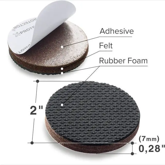 Alt view image 3 of 6 - Non Slip Furniture Pads for Hardwood Floors 32 PCS 2 - Round Anti Slip Furniture Pads - Self-Adhesive Rubber Furniture Pads Non Slip - Ideal Furniture Stoppers to Prevent Sliding!