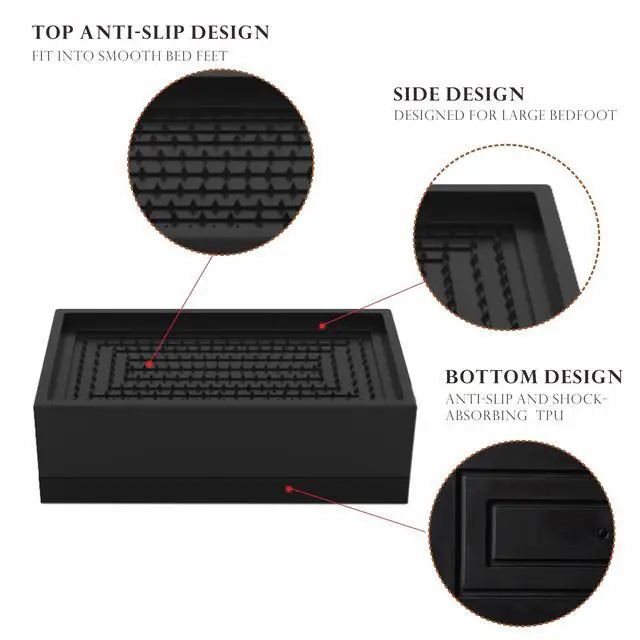 Alt view image 6 of 7 - 4Pcs Bed Risers Heavy Duty Adjustable 1.57" Furniture Risers Black