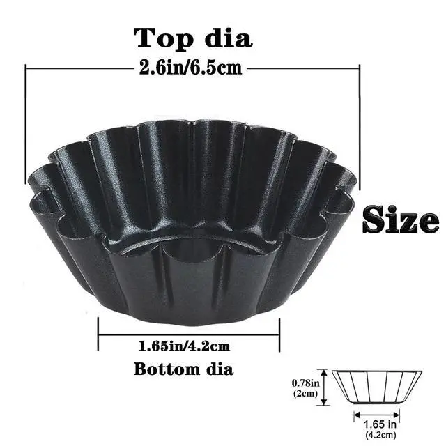 Alt view image 2 of 7 - Egg Tart Molds 12PCS Tart Pan 2.6inch, Mini Carbon Steel Non Stick Tart Pans, Tart Molds For Baking (2.6 inch)