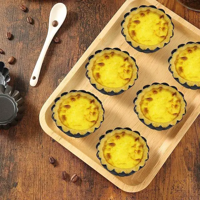 Alt view image 4 of 7 - Egg Tart Molds 12PCS Tart Pan 3inch, Mini Carbon Steel Non Stick Tart Pans, Tart Molds For Baking (3 inch)