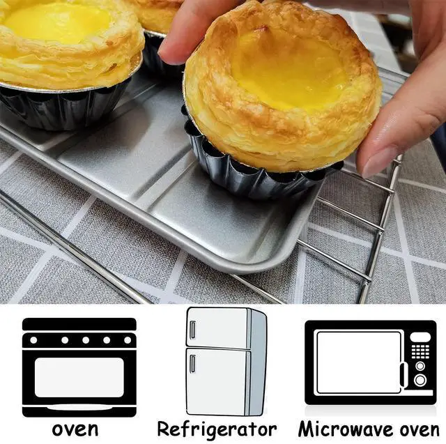 Alt view image 5 of 7 - Egg Tart Molds 12PCS Tart Pan 3inch, Mini Carbon Steel Non Stick Tart Pans, Tart Molds For Baking (3 inch)