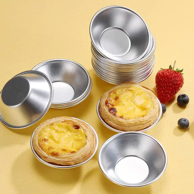 Alt view image 4 of 7 - 25 Pack Aluminum Egg Tart Molds, Dessert Mold Pans, Nonstick Reusable
