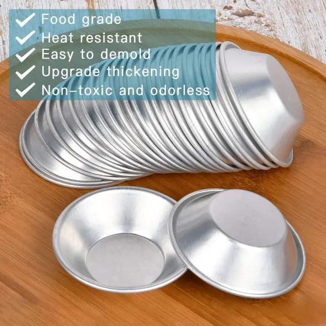 Alt view image 6 of 7 - 25 Pack Aluminum Egg Tart Molds, Dessert Mold Pans, Nonstick Reusable