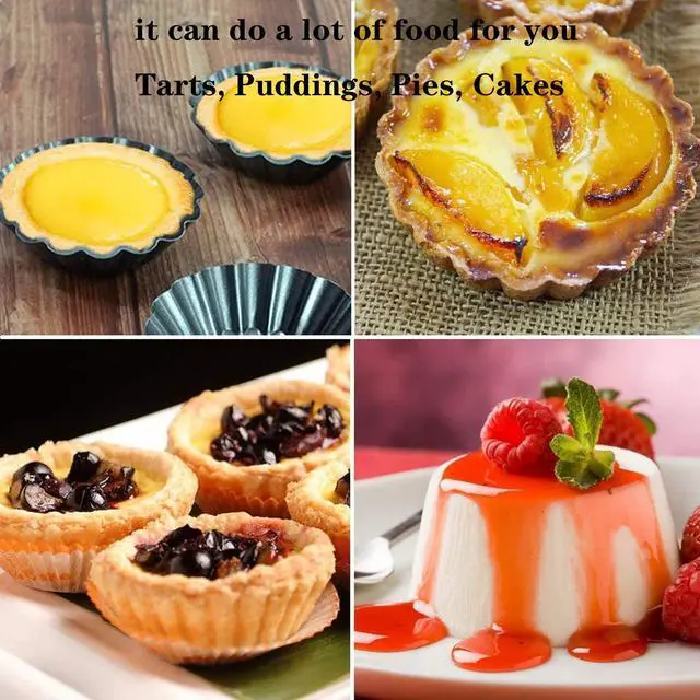 Alt view image 5 of 7 - Egg Tart Molds, 12 PCS Non-Stick Very Mini Tart Pans, Mini Tart Mold 3 InchTop, 1.7 Inch Bottom, 0.9Inch High, Carbon Steel, Kitchen Reusable Baking Tools.