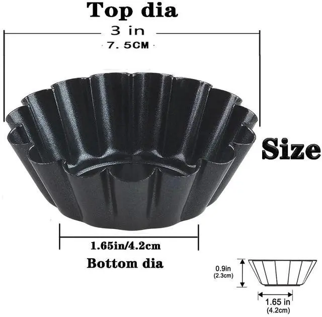 Alt view image 2 of 7 - Egg Tart Molds 12PCS Tart Pan 3inch, Mini Carbon Steel Non Stick Tart Pans, Tart Molds For Baking (3 inch)