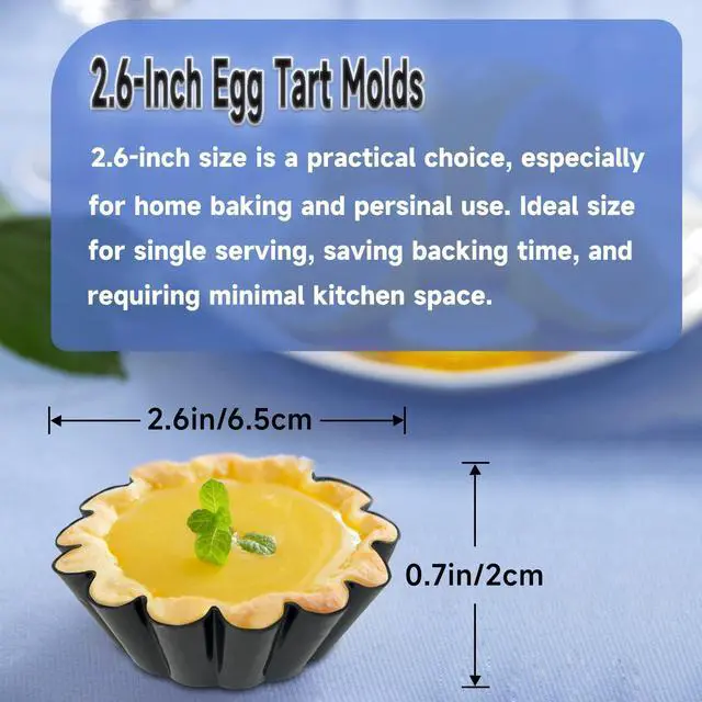 Alt view image 3 of 7 - 14PCS Egg Tart Molds, Non Stick Mini Tart Pans, 2.6-Inch Fluted Mini Pie Pans for Baking